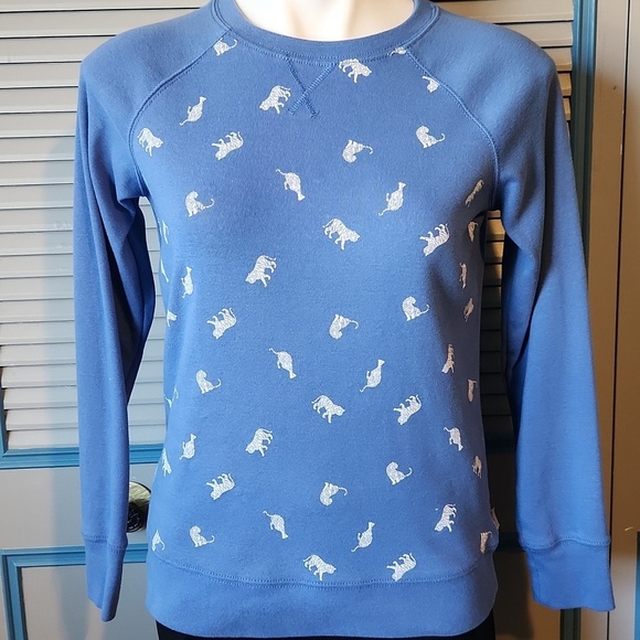 Eddie Bauer Sweaters - Eddie Bauer Blue Tiger Print Sweatshirt